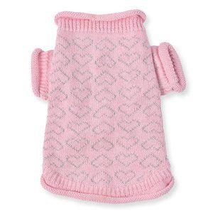 Heart To Heart Dog Sweater by Oscar Newman - SIZE LARGE PINK